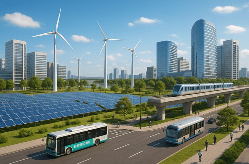 Andhra Pradesh's upcoming capital, Amaravati, is set to become the world’s first city powered entirely by renewable energy, with plans to harness 2,700 MW from solar, wind, and hydropower.